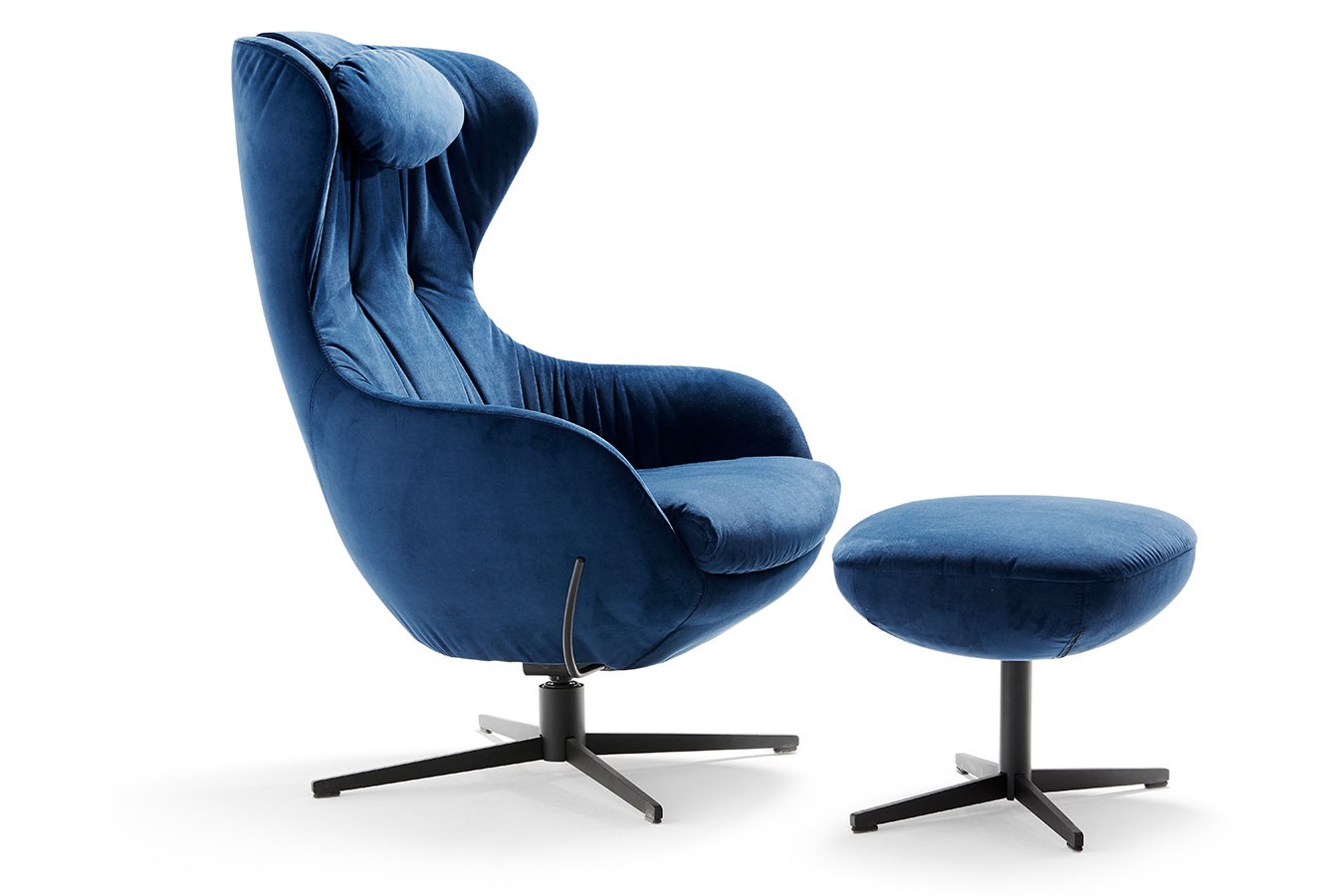 Relaxsessel Shark Samt blau (ohne Fusshocker)