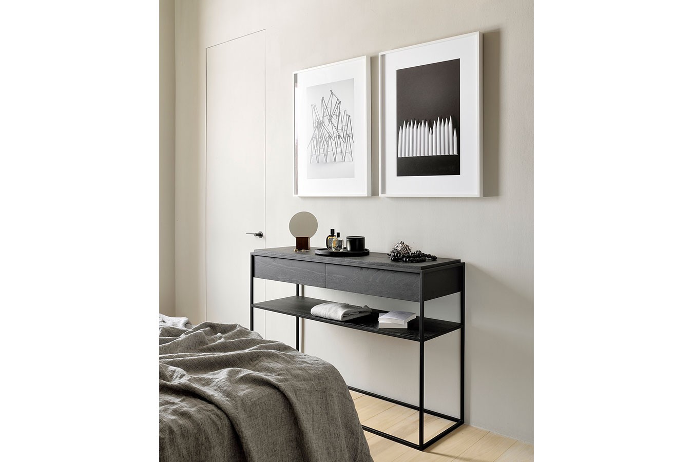 Konsolentisch Monolith Eiche schwarz B 122 cm