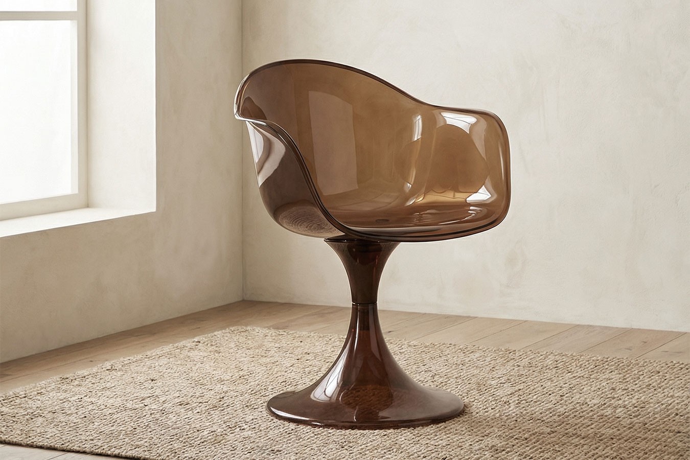 Schalenstuhl Glow braun transparent