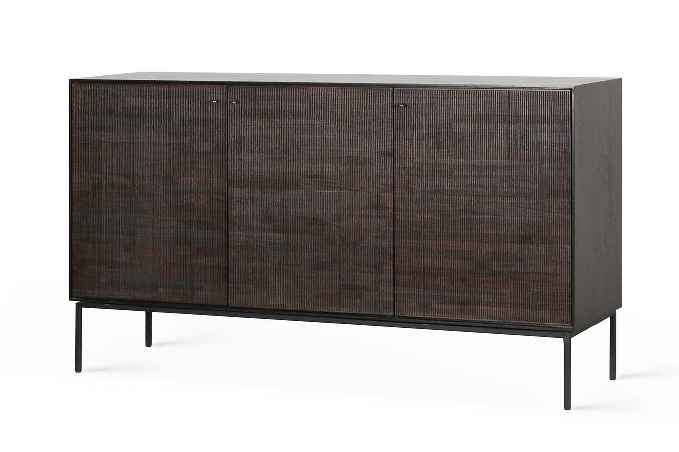 Sideboard Grooves Teak massiv B 152 cm