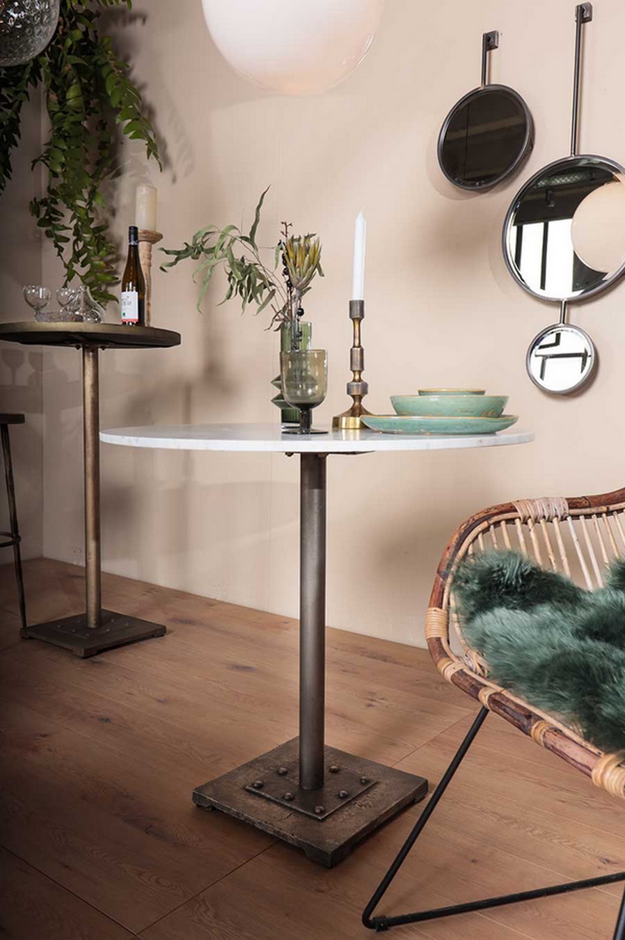 Bistrotisch Marmor weiss rund D 81