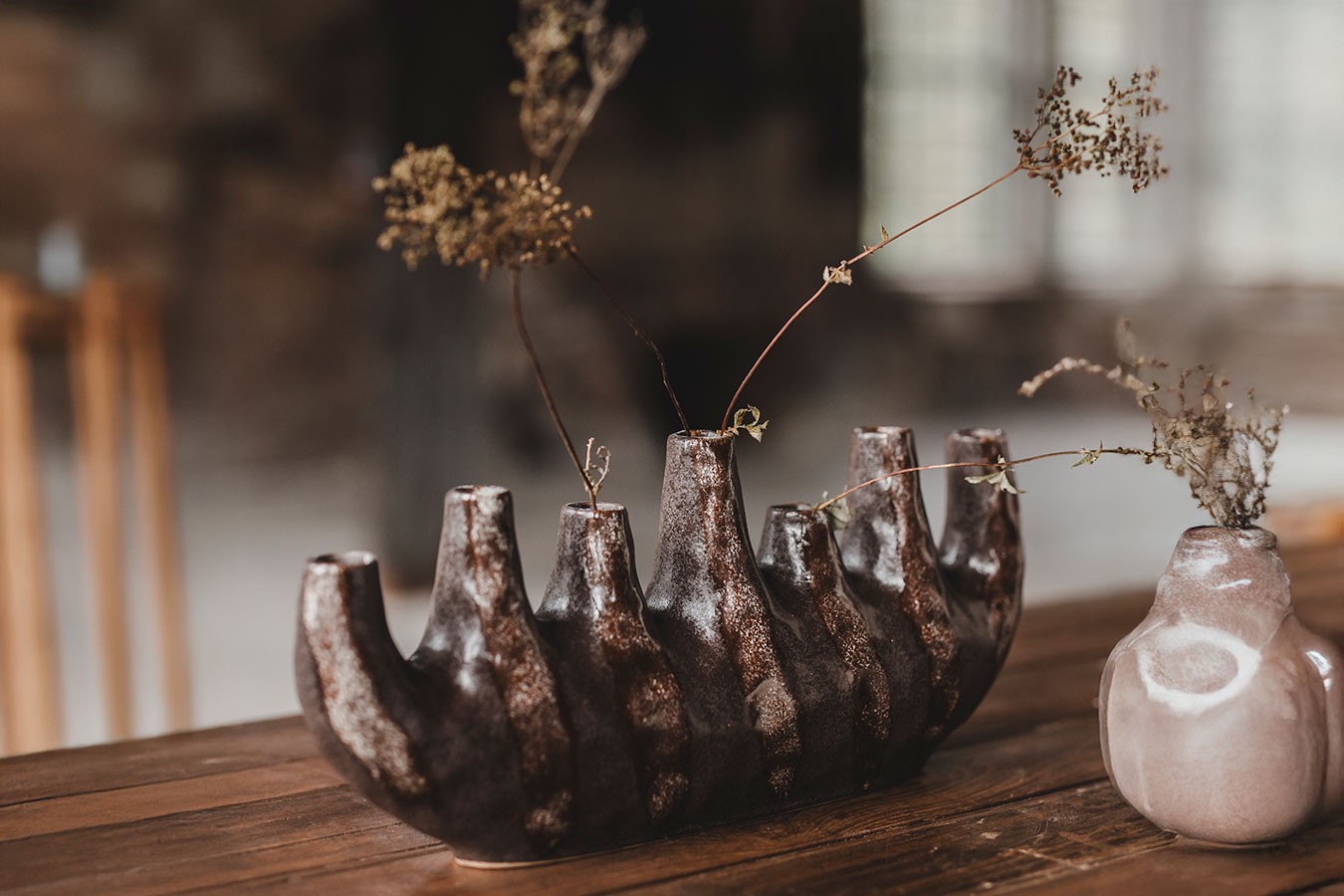 Dekovase Romi  lang braun