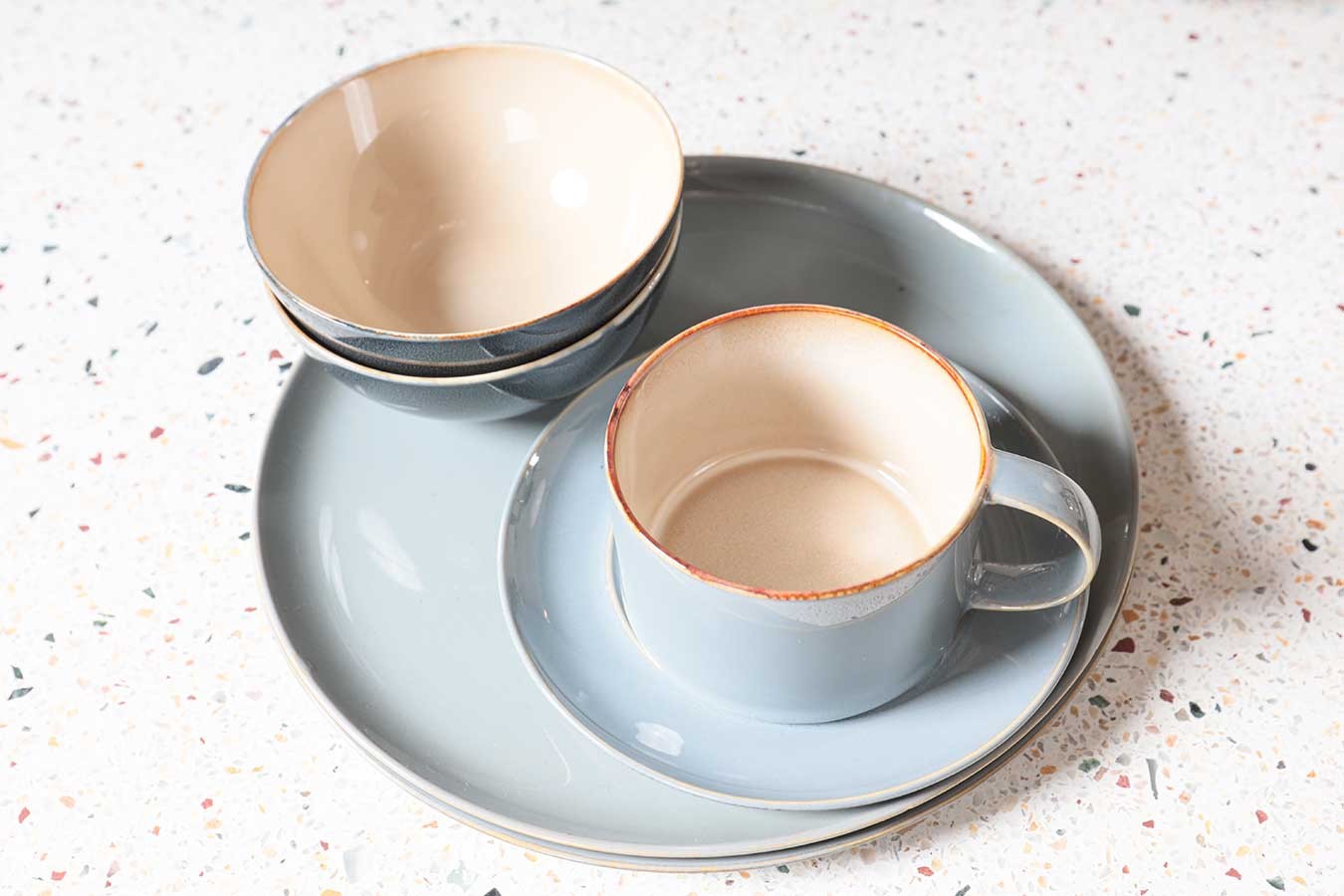 Kaffeetasse Terres de Reves beige hellblau