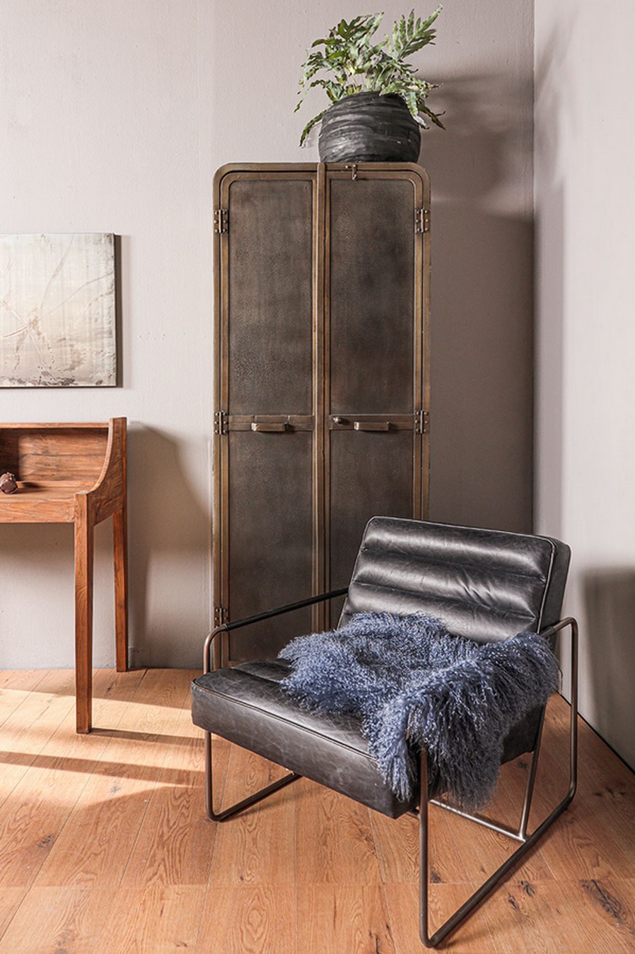 Lounge Sessel Marco Century Leder schwarz