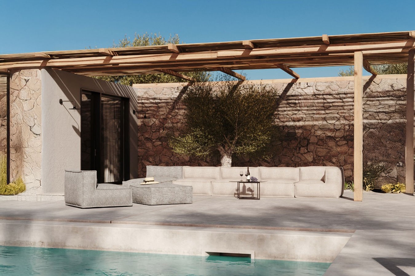 Sitzkissen Silky Outdoor quadratisch beige