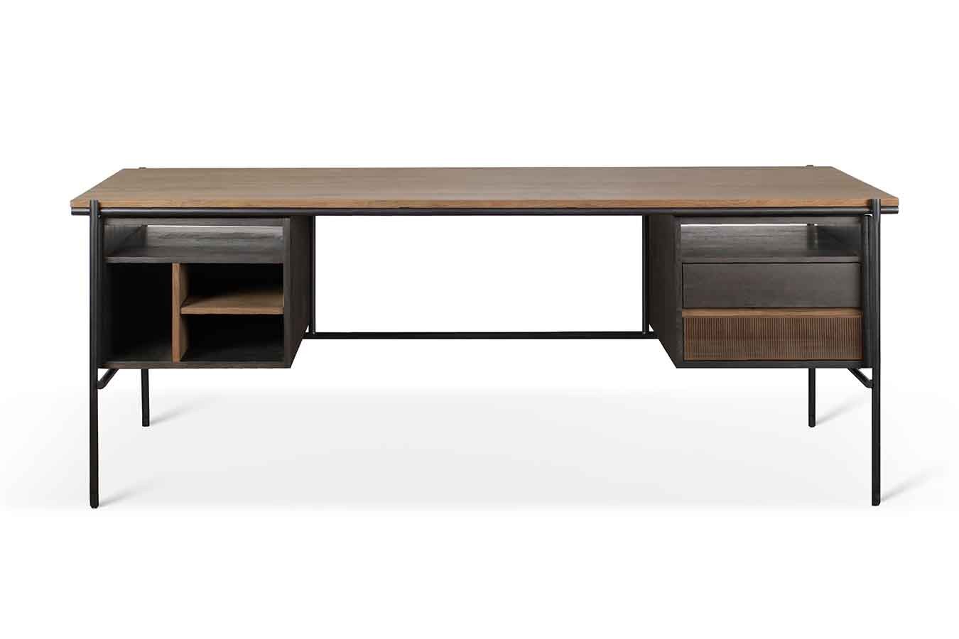 Schreibtisch Oscar Teak Metall B 200 cm