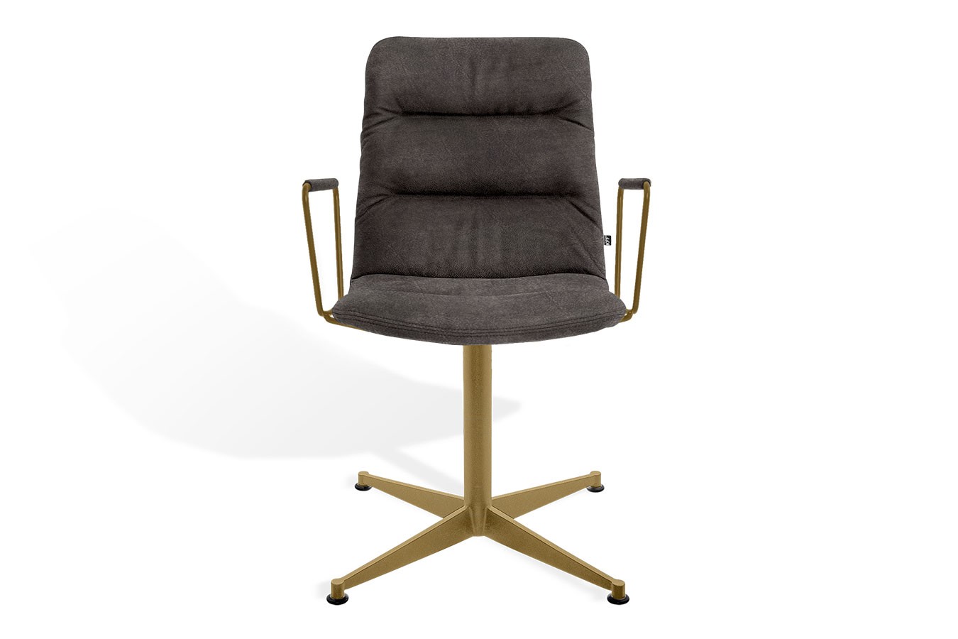 Drehstuhl Arva Light mit Arm Leder grau