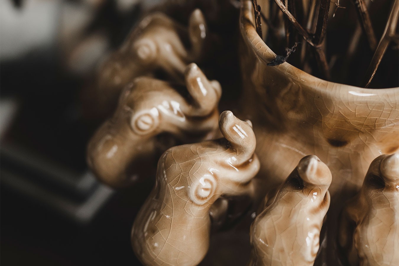 Dekovase Pulpo Keramik gelb