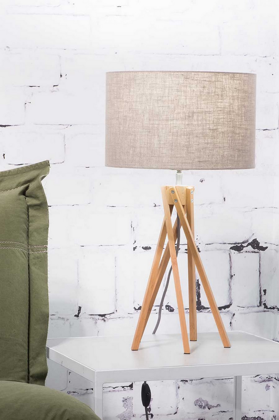Tischlampe Kilimanjaro Bambus Textil beige