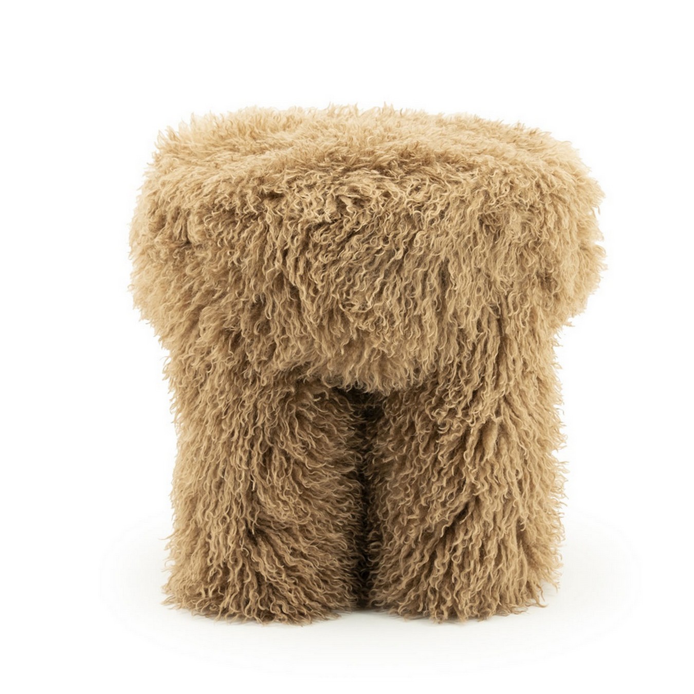 Hocker Doodle mit Fransen hellbraun