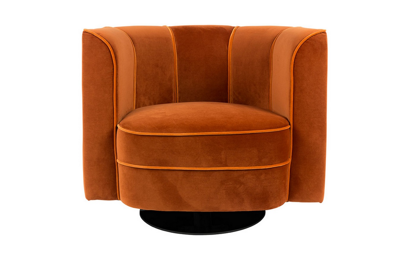 Lounge Drehsessel Flower Samt rostrot