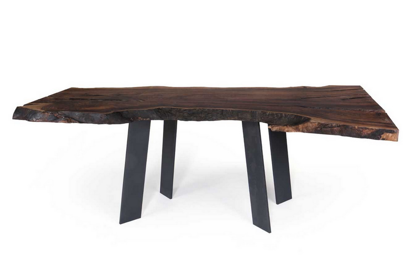 Esstisch Baumscheibe Nussbaum Massivholz 213*66-100*79 cm