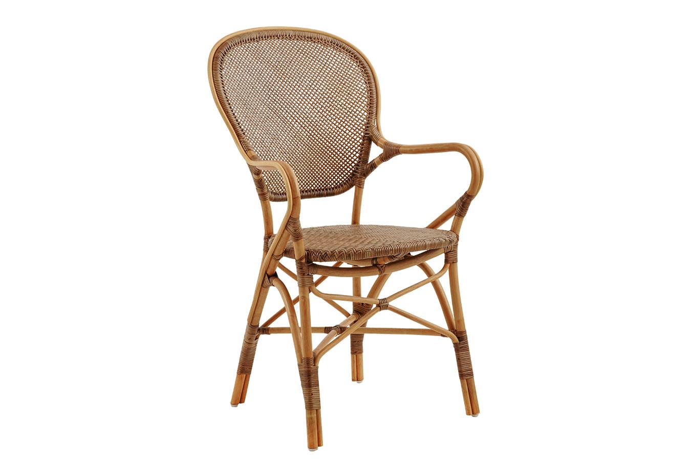 Armlehnstuhl Rossi Rattan rotbraun