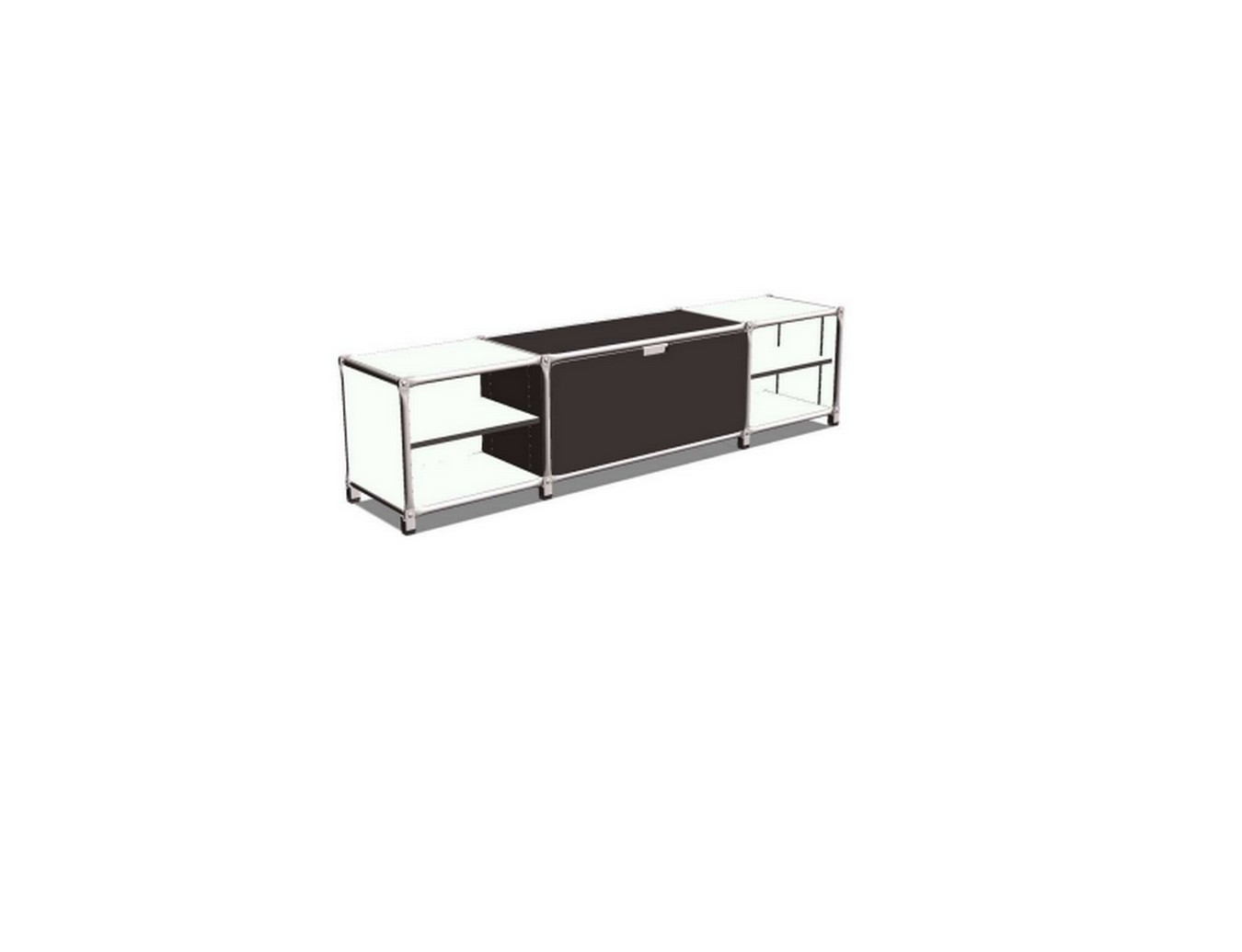Lowboard schwarz-weiß B 174 cm