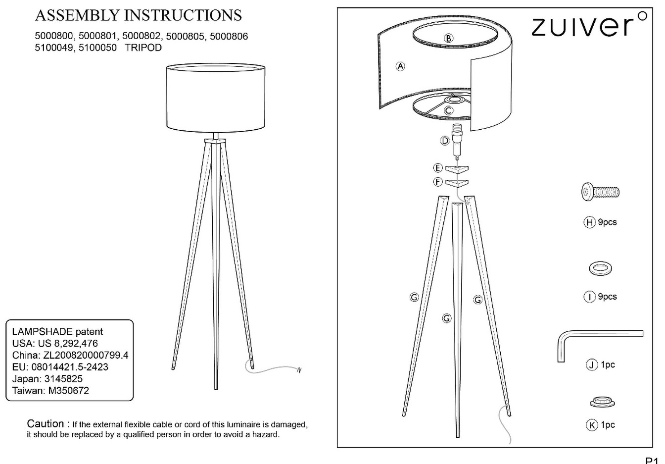 Stehleuchte Tripod schwarz