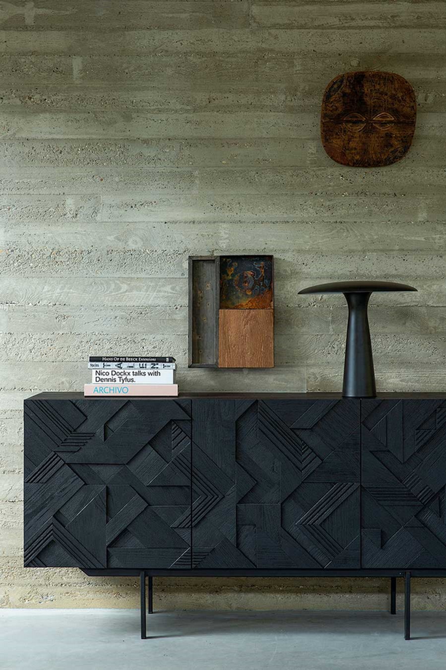 Anrichte Graphic Teak schwarz B 168 cm