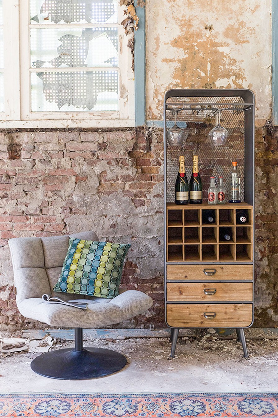 Weinregal Vino Metall Massivholz