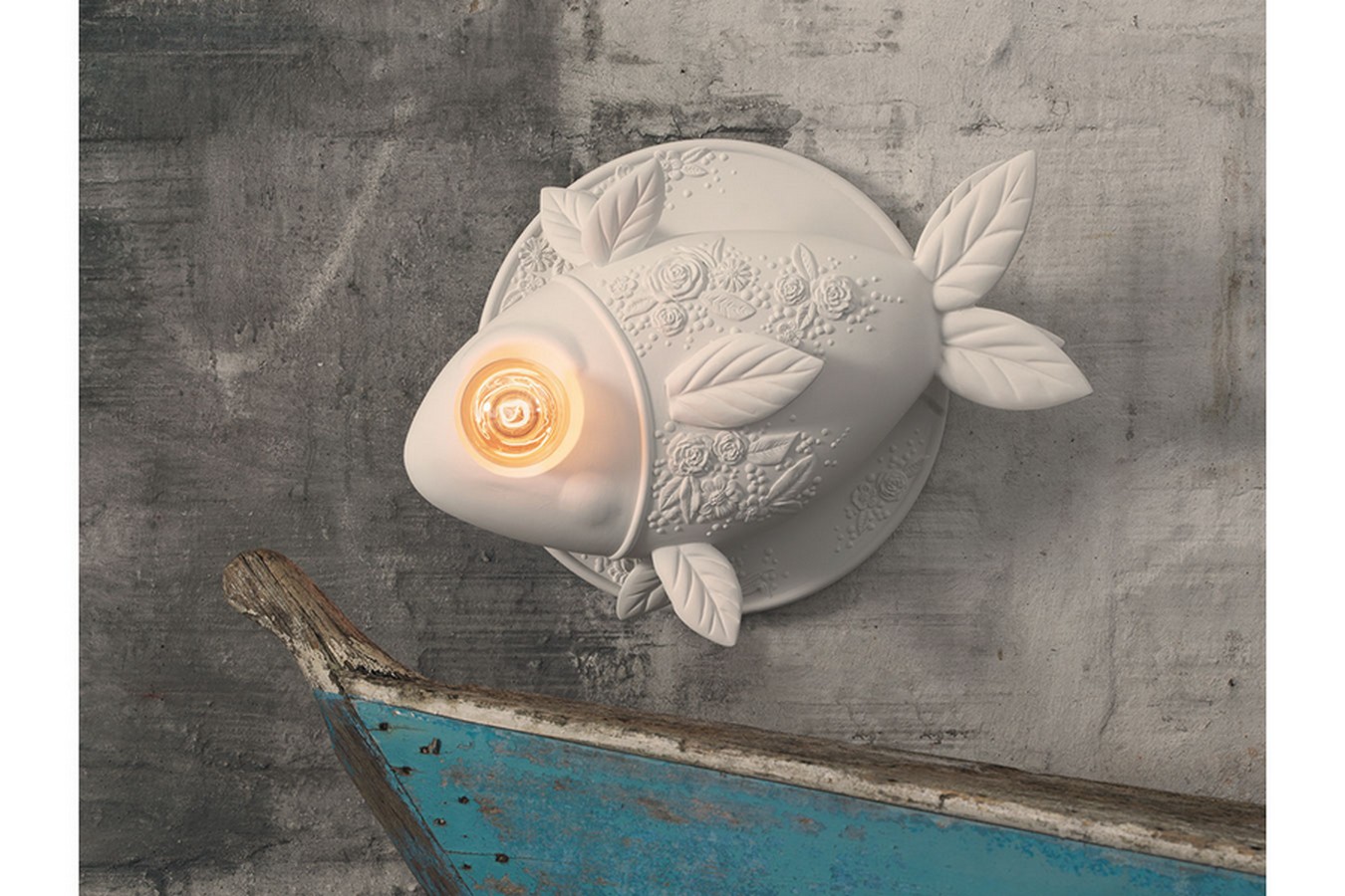 Wandleuchte Aprile Fisch weiss