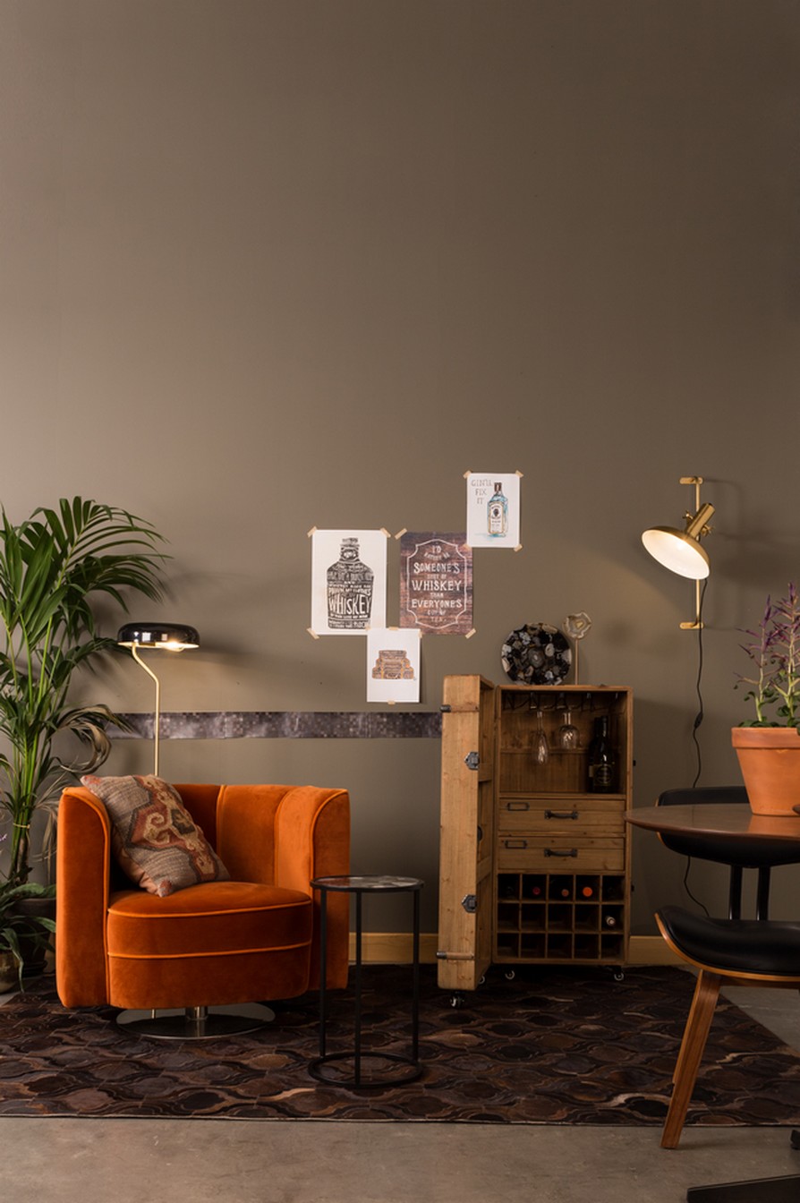 Lounge Drehsessel Flower Samt rostrot