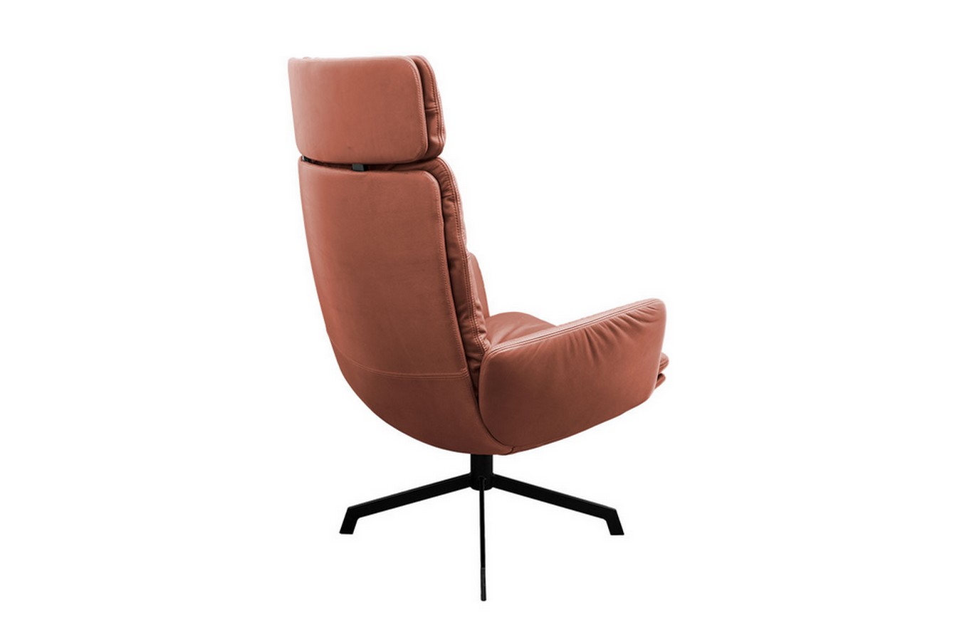 Loungesessel Arva mit Kopfstütze Leder braun