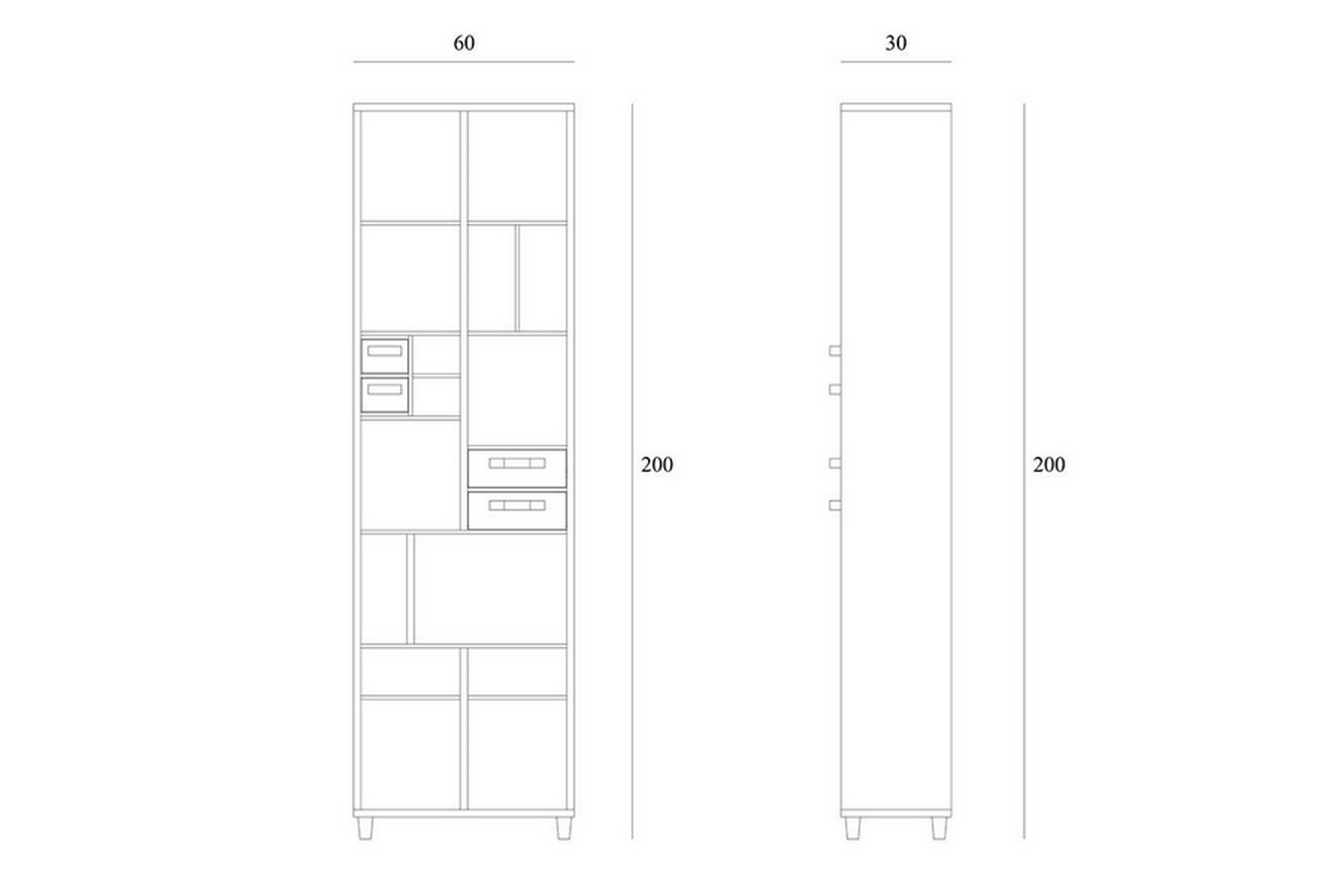 Regal Pirouette Eiche massiv H 200 cm