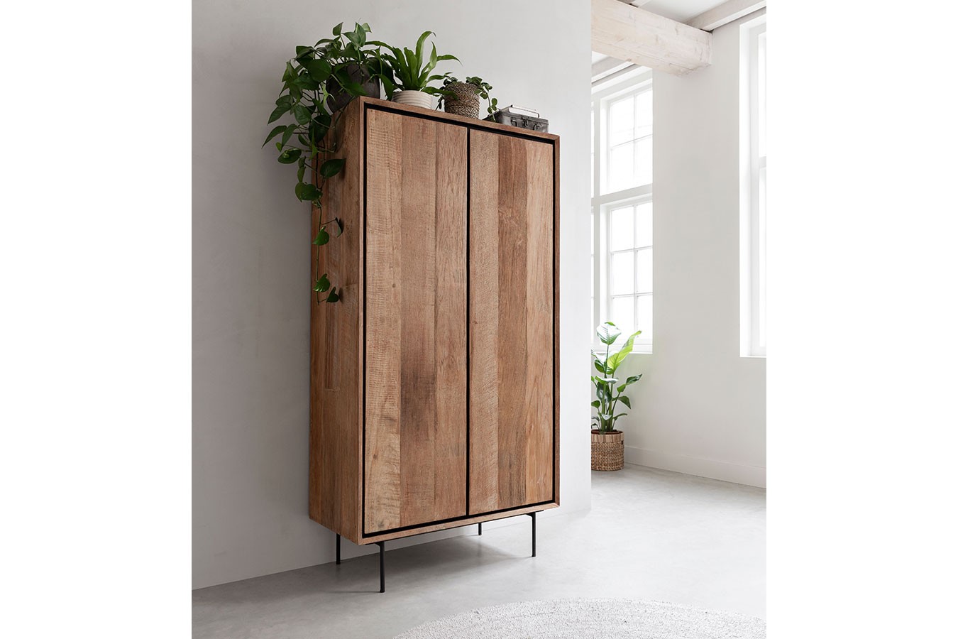 Schrank Metropole Teak Metall 180x90 cm