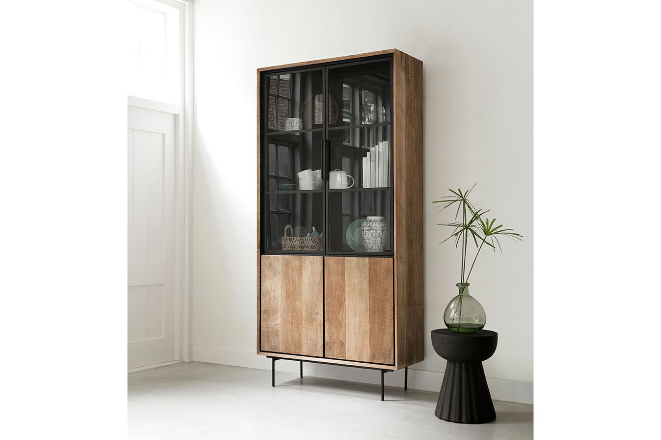 Vitrinenschrank Metropole Teak H 210 cm