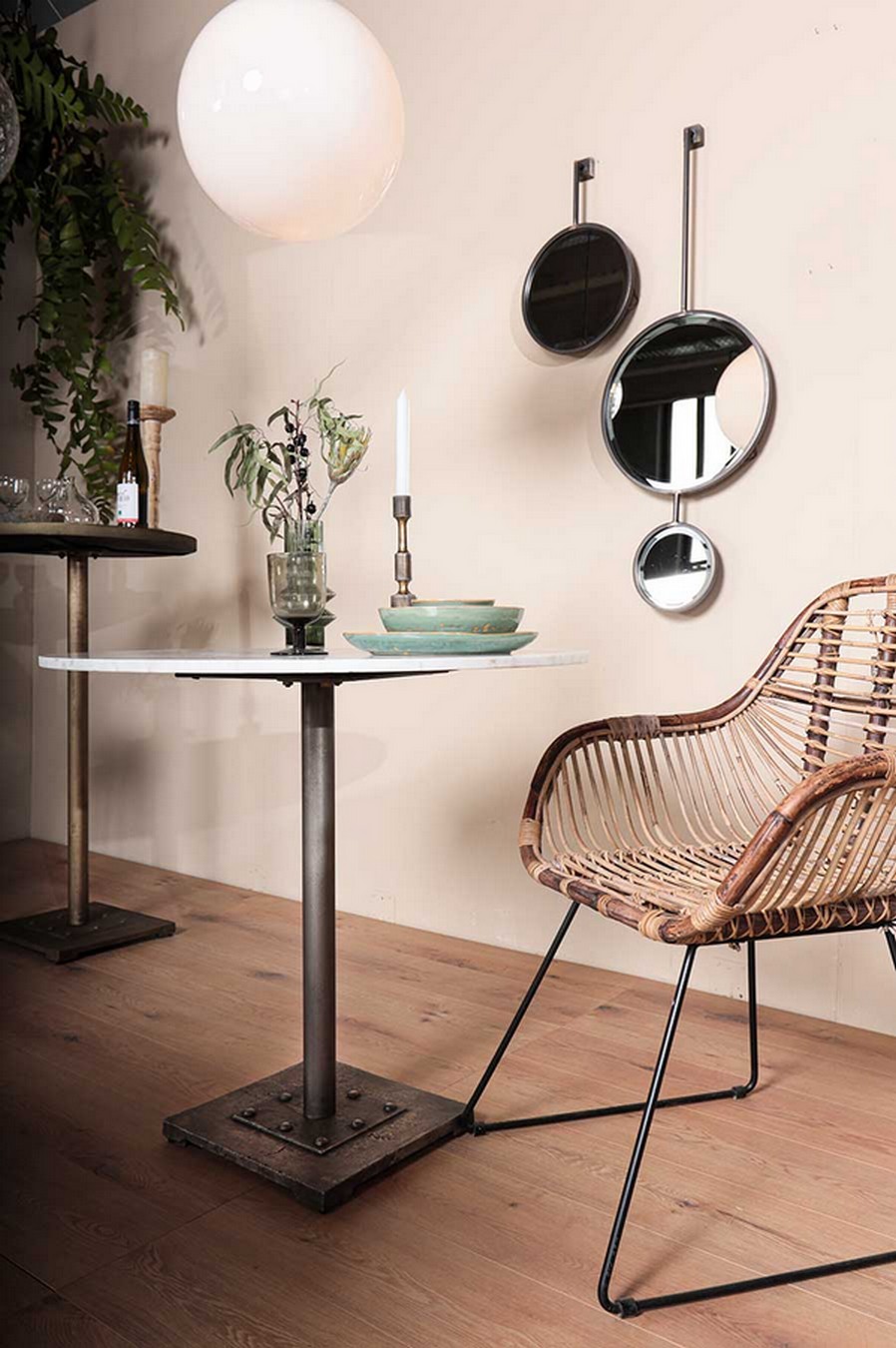 Bistrotisch Marmor weiss rund D 81