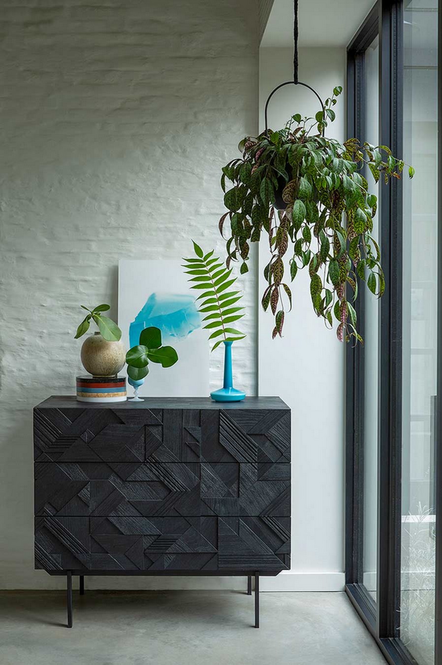 Anrichte Graphic Teak schwarz B 100 cm