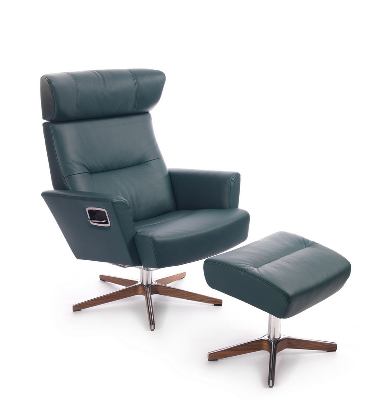 Drehsessel mit Kopfstütze Leder grün h 107 cm