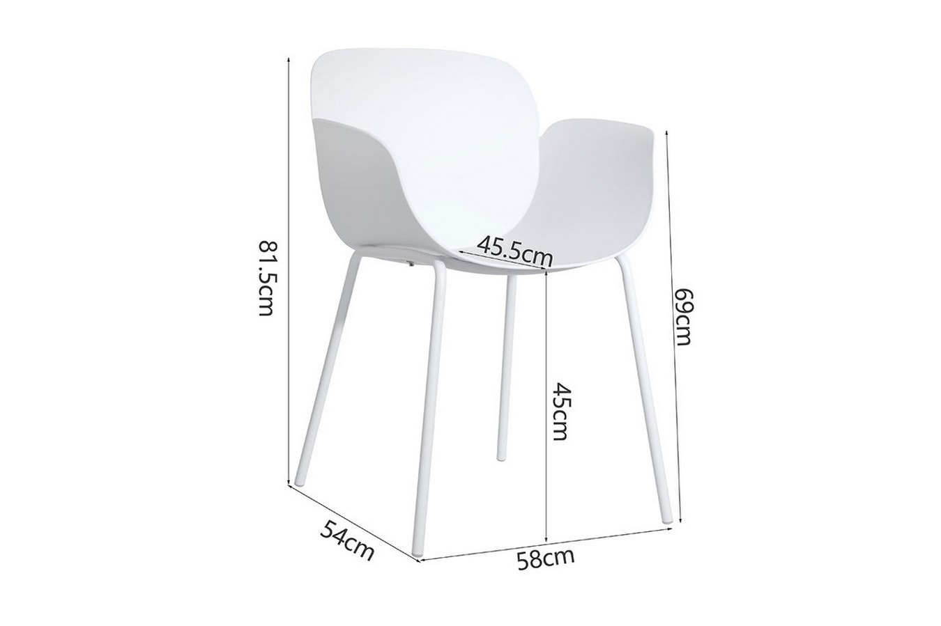 italienischer Designchair Phlox mit Armlehne weiß