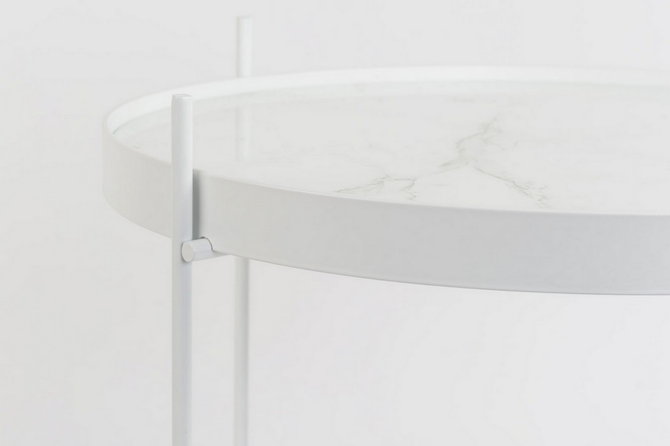 Beistelltisch Metallgestell weiss rund zerlegbar