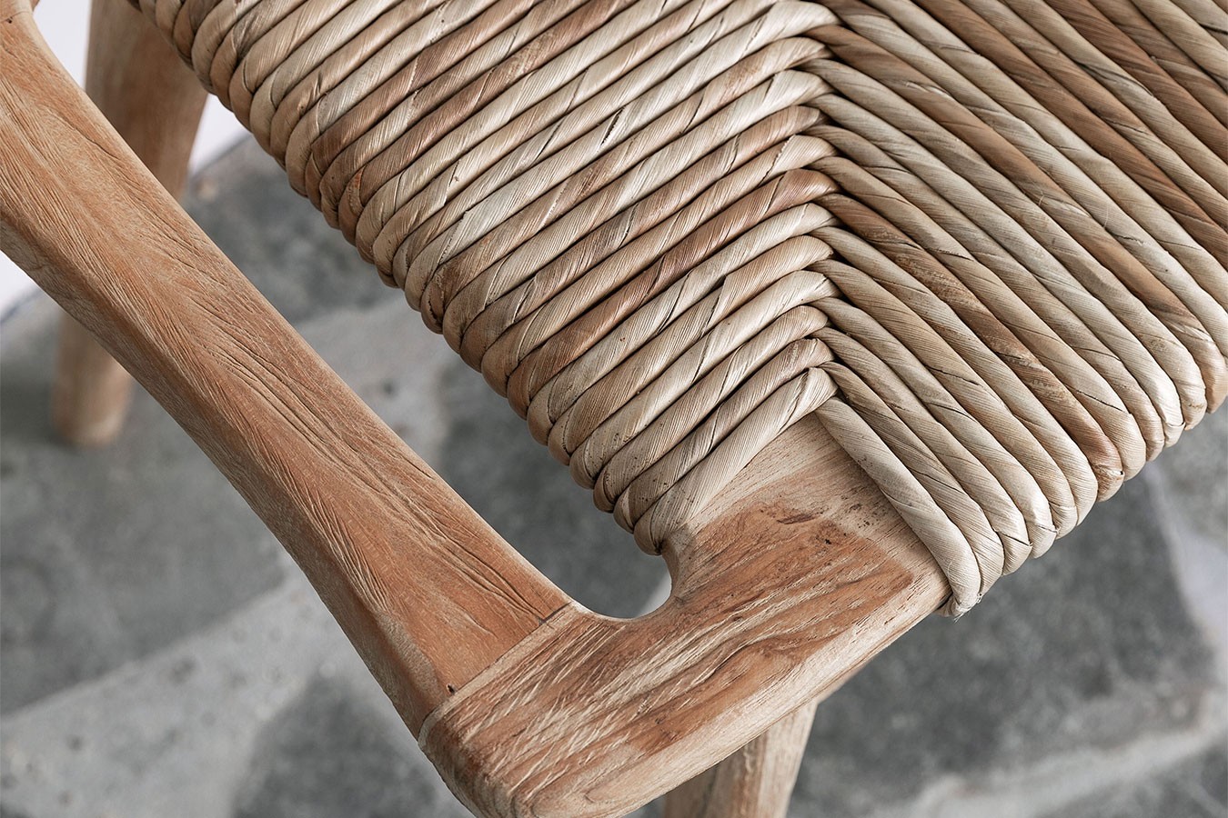 Hocker Rex Teakholz mit Abaca