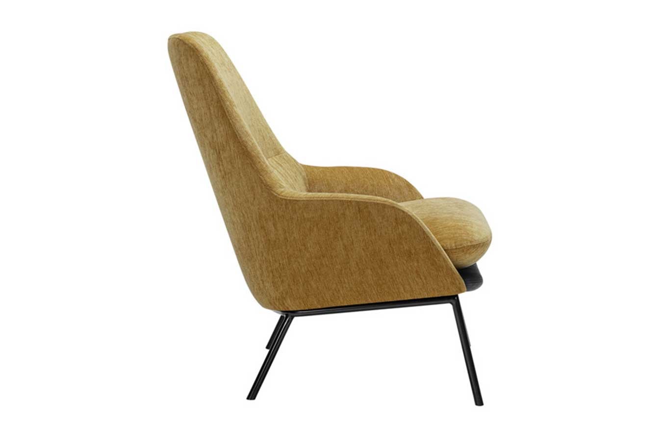 Sessel Dolly Stoff mit Leder mustard