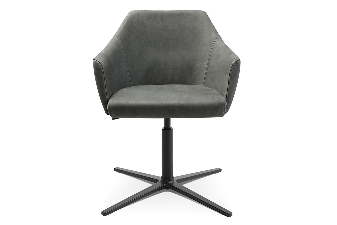 Drehstuhl W-Cube 3 mit Arm Leder grau