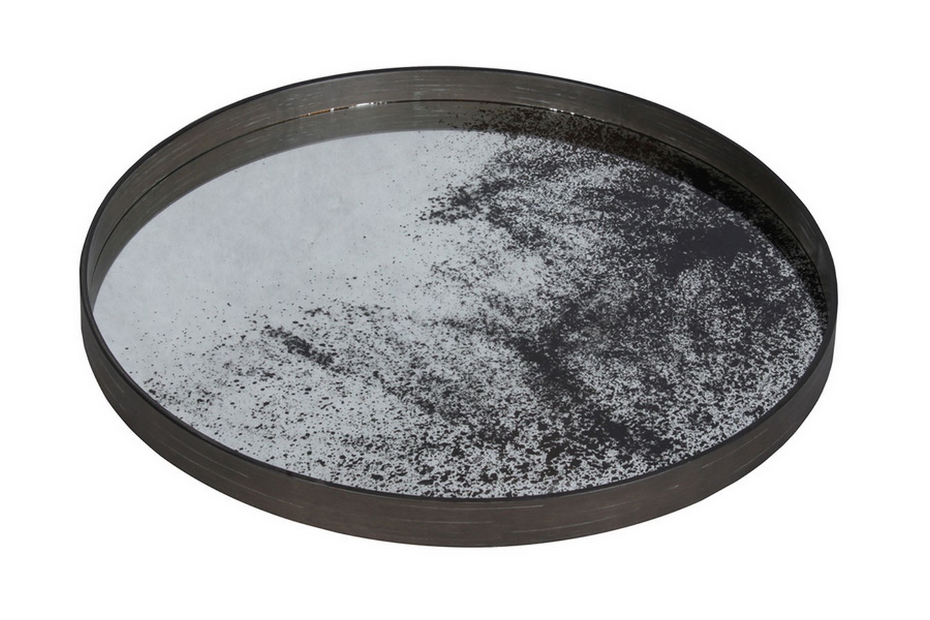 Notre Monde Tablett rund schwarz silber D 61 cm