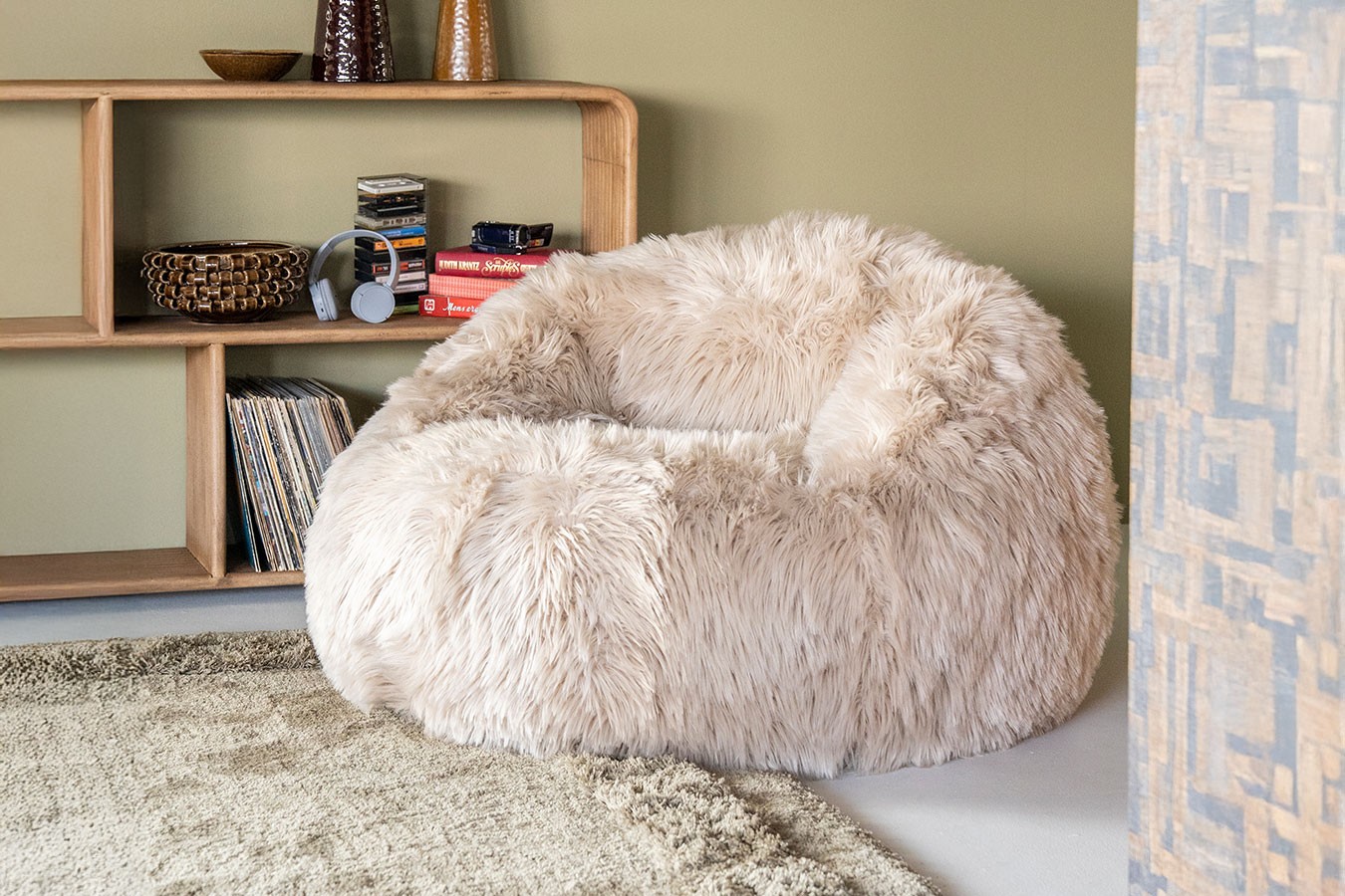 Sitzsack Snuzzle Kunstfell weiss