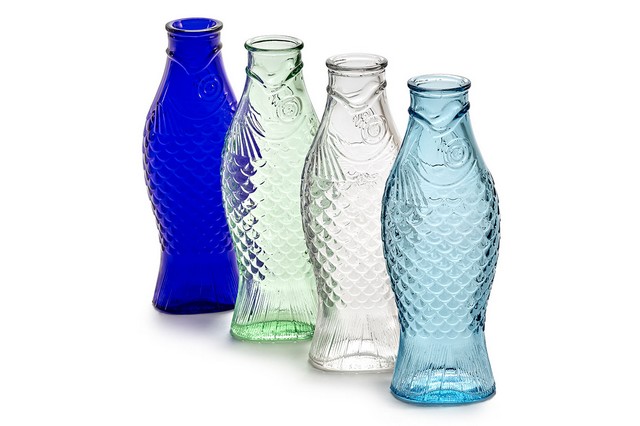 Designer Karaffe Fish & Fish Glas transparent