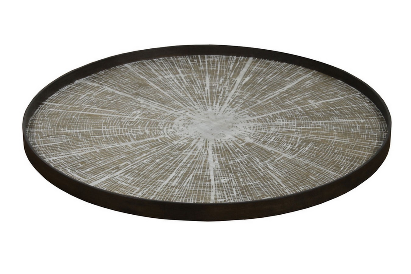 Tablett White Slice rund in braun grau  D 92 cm