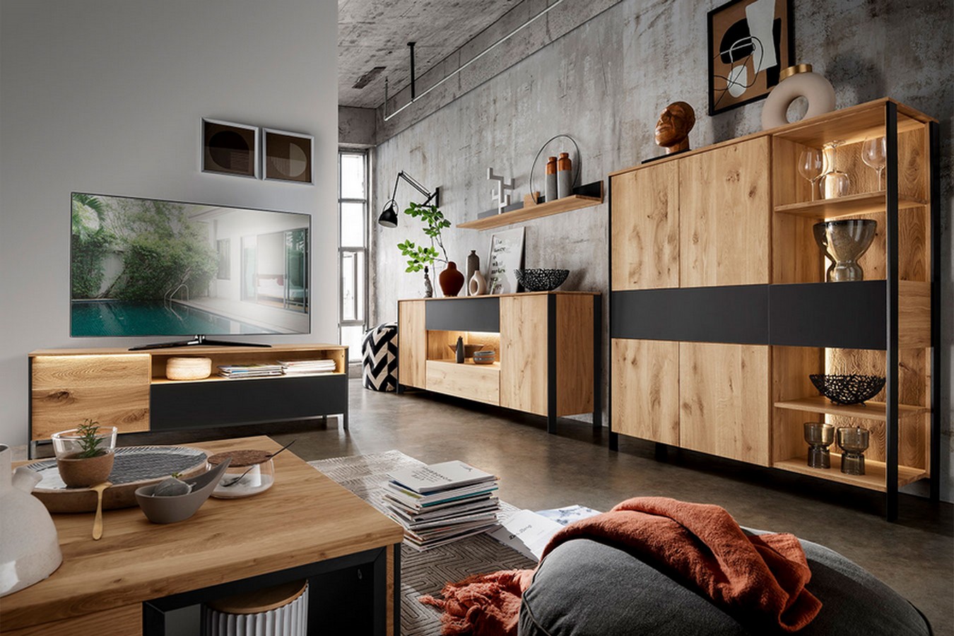 Highboard Benni Wildeiche H 143 cm