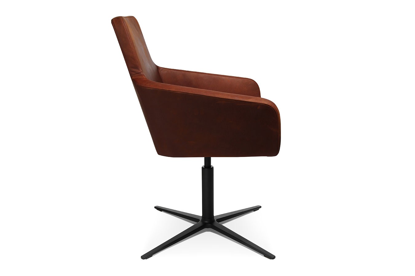 Drehstuhl W-Cube 1 mit Arm Leder braun