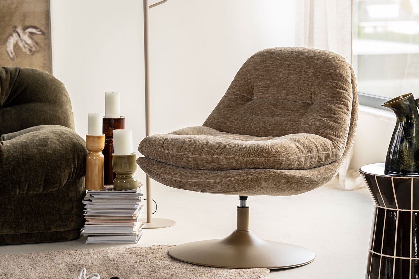 Drehsessel Tomba Velvet hellbraun