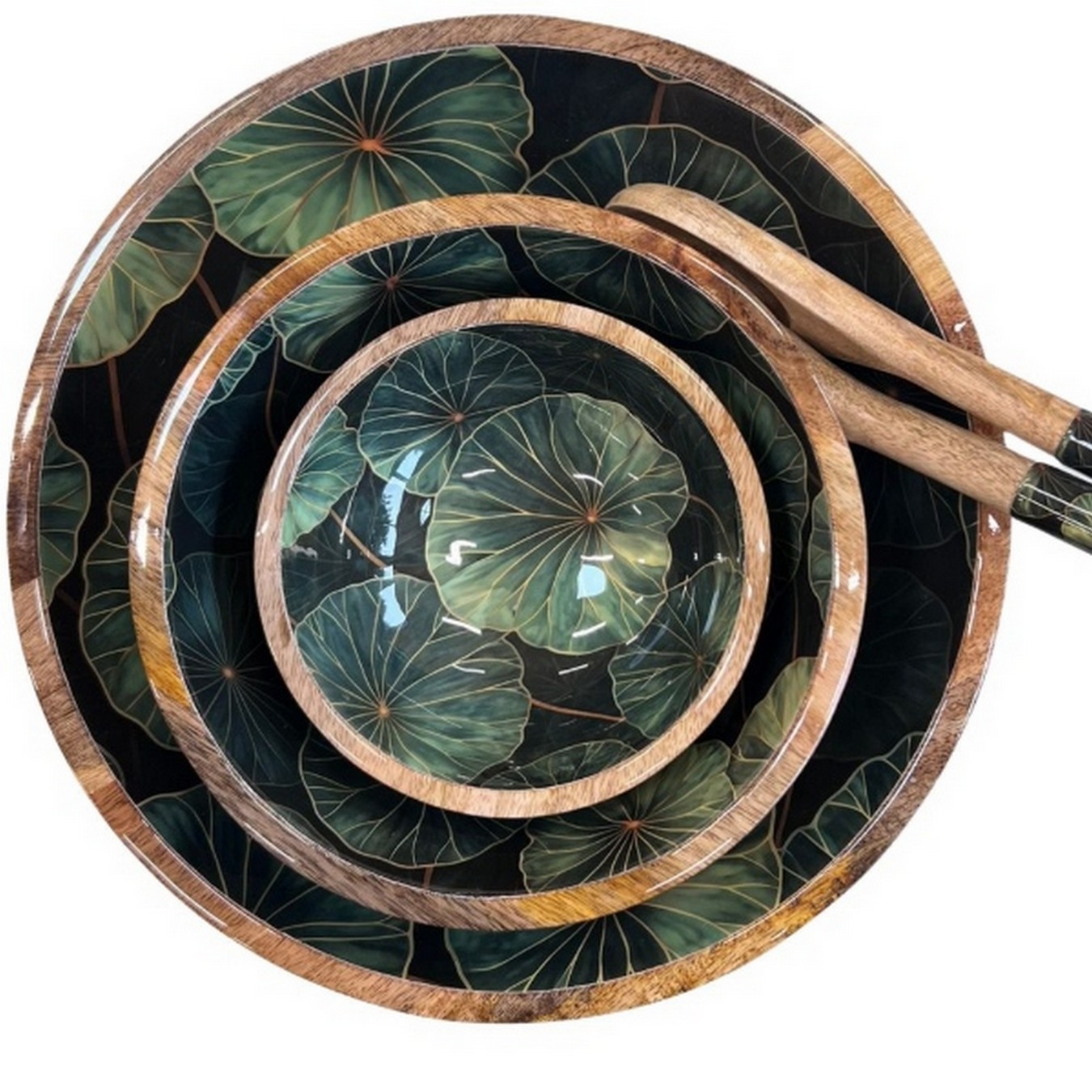 Schale Mangoholz Green Water Lily D 35 cm