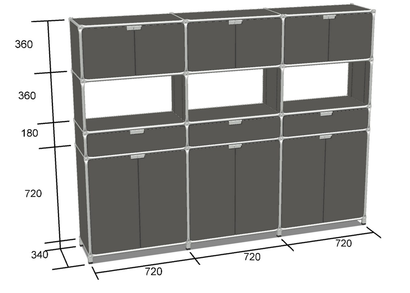 Highboard System 180 graphit 219x169 cm