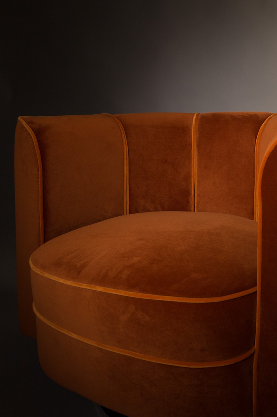 Lounge Drehsessel Flower Samt rostrot
