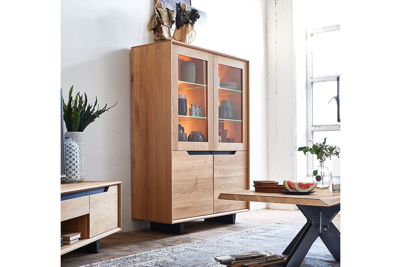 Vitrinenschrank EXTREME Eiche H 170 cm