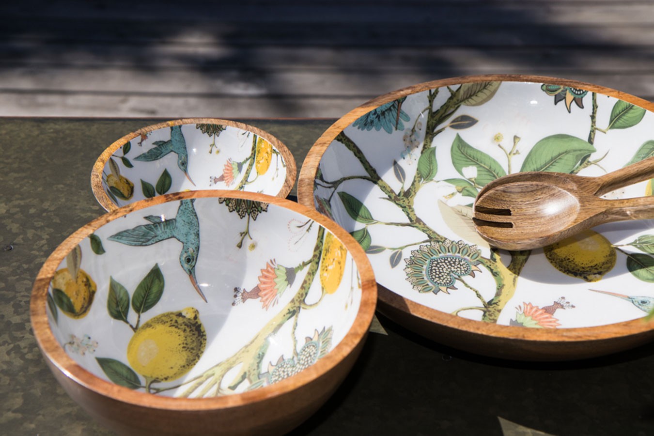 Schale Lemon Bird Mangoholz D 38 cm