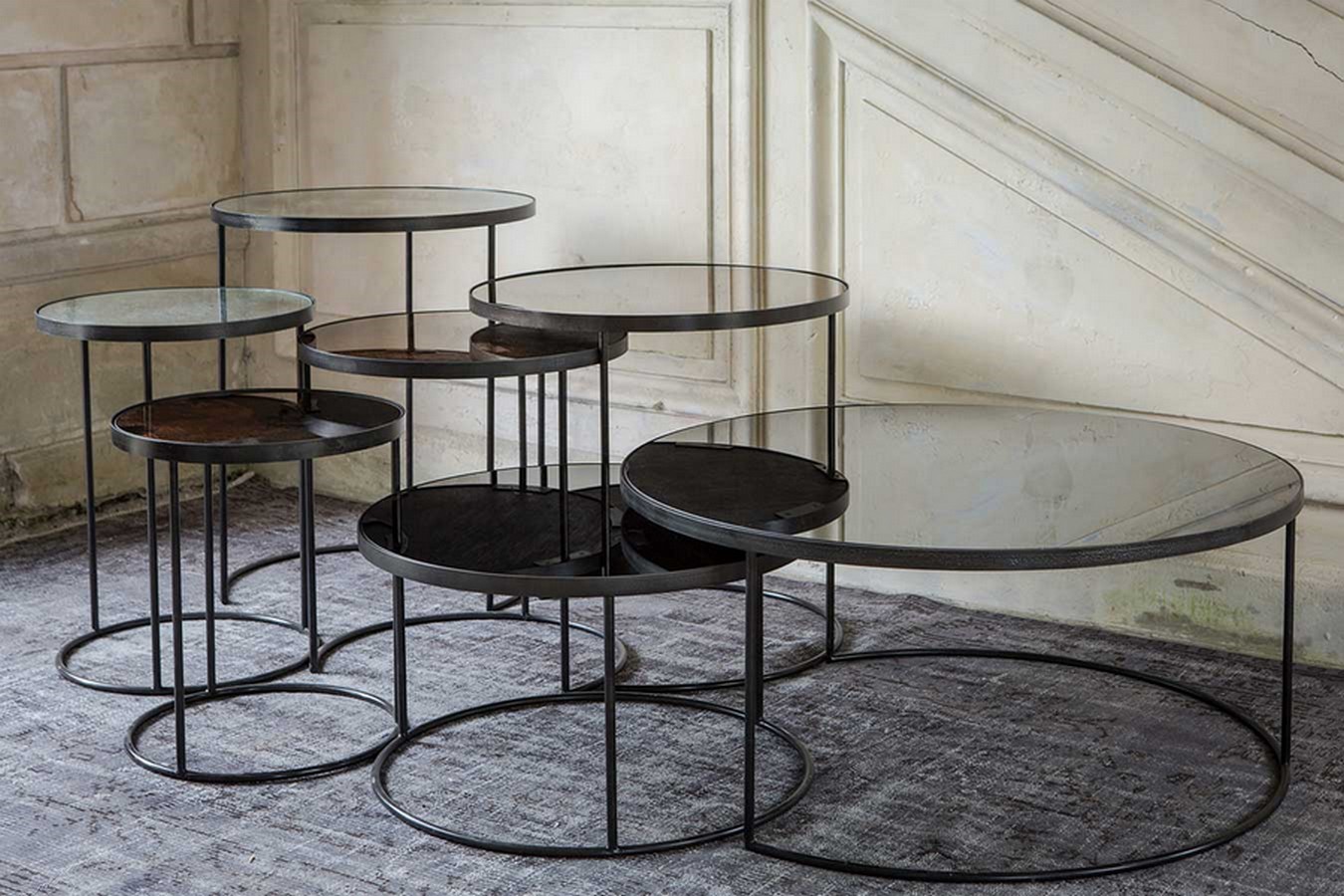 Couchtisch 2er Set Nesting rund anthrazit