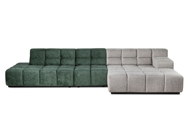 Ecksofa Cube Stoff dunkelgrün grau