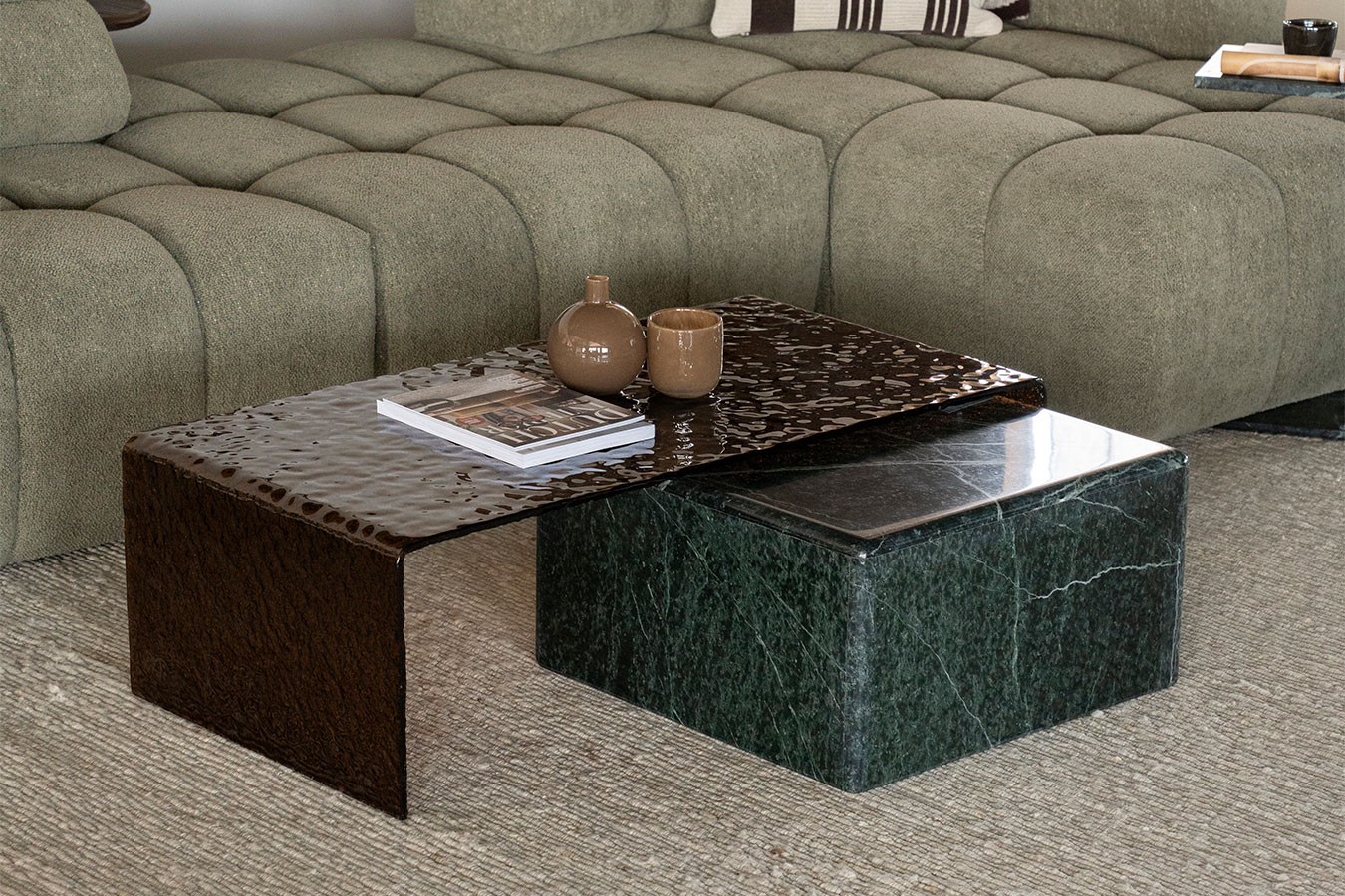 Couchtisch Cube Marmor grün 60*60 cm